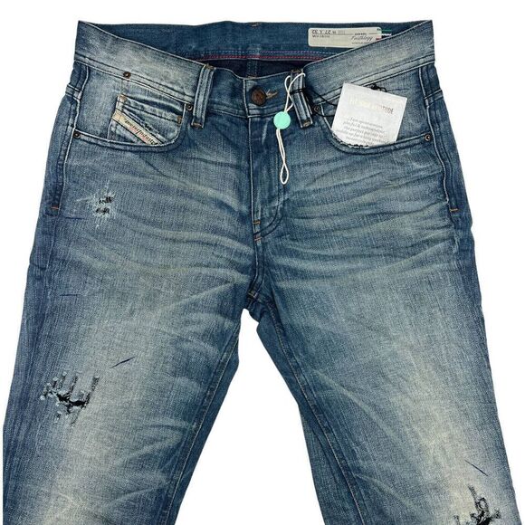 New Diesel Women US 27 Denim Blue Jeans Faded Washed Straight Leg Regular Waist - Picture 4 of 14